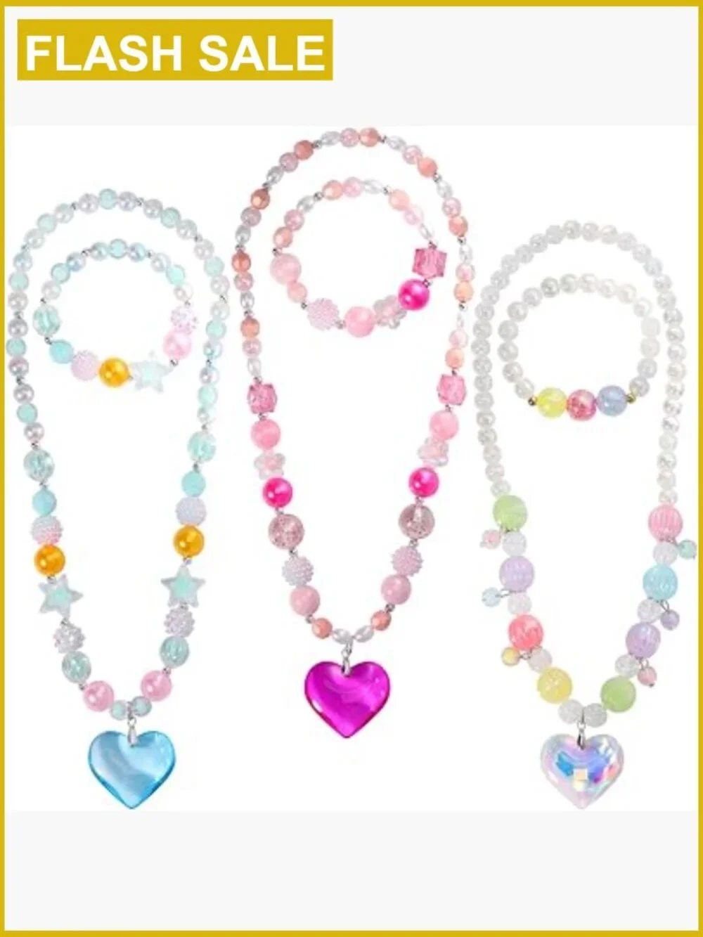 Girls 9pc Heart Necklace & Bracelet Set in Gift Box